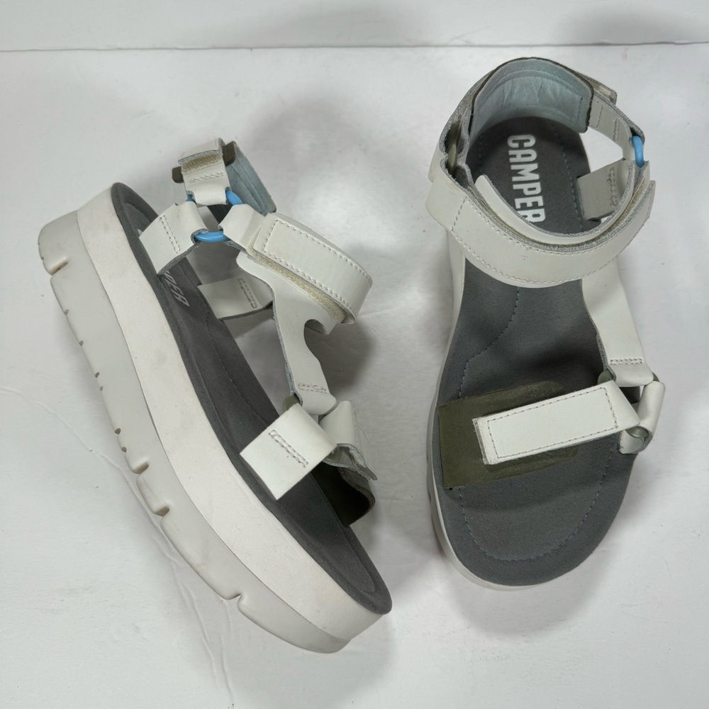 Camper Oruga Up White Ankle Strap Platform Sandals Women’s Size 8